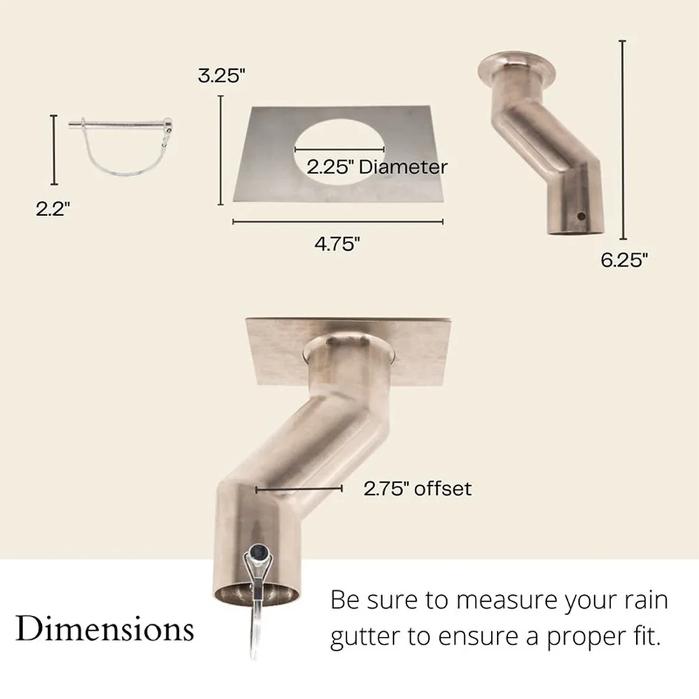 

Комплект для монтажа дождевого цепочного водостока из нержавеющей стали, 2,75 дюйма, с выносным серебристым адаптером для водосточных желобов, для нужд наружного водоотвода