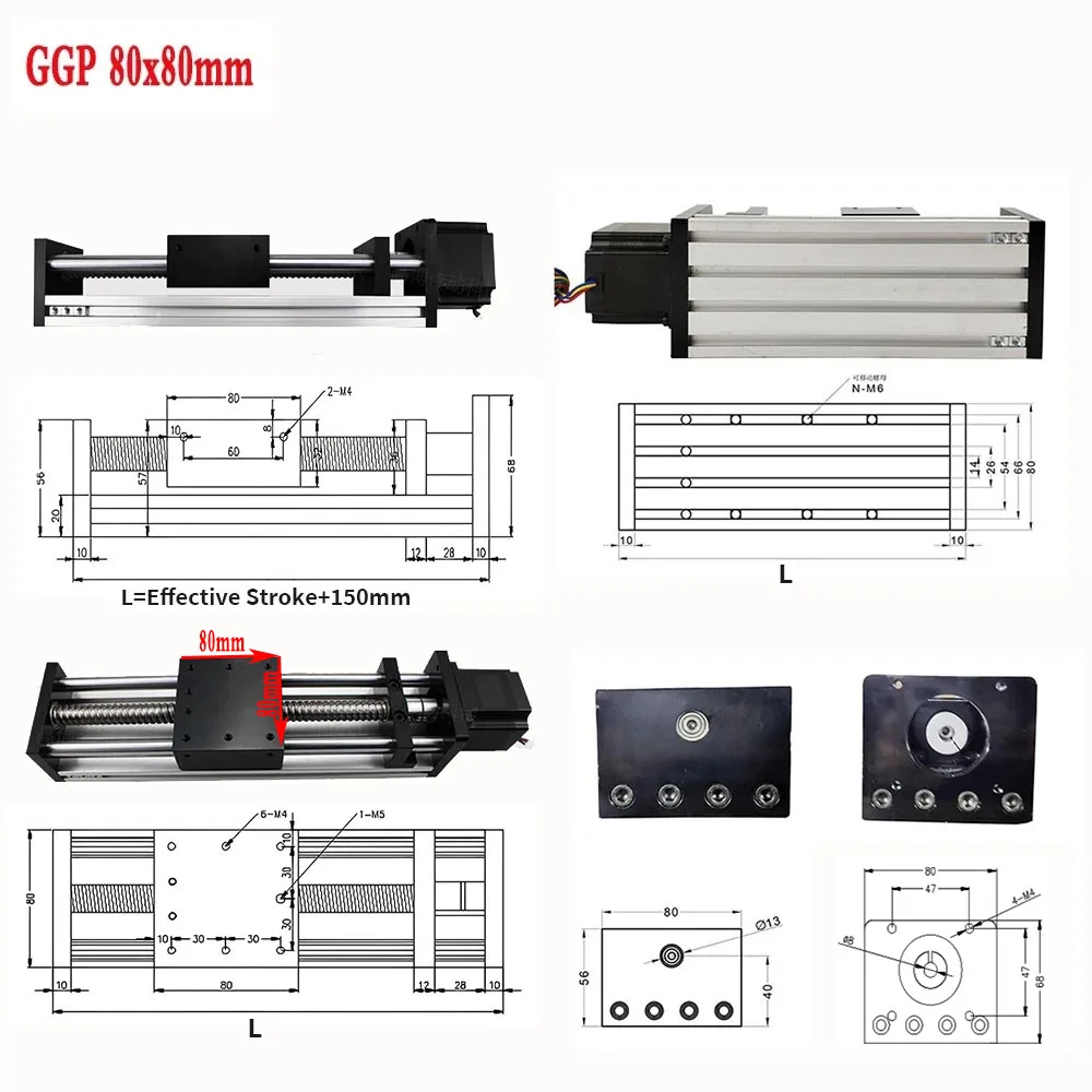 Imagem -03 - Linear Rail Kit Deslizando Tabela Bola Parafuso Módulo Slide Stage 50300 mm Curso 1.2-3nm Nema 23 Stepper Motor Driver Workbench Cnc