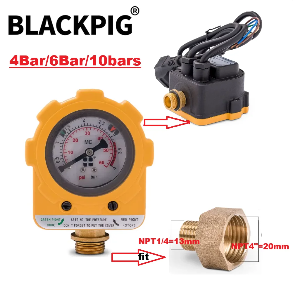 1500W 4Bar 6Bar 10 Bars Water Pump Pressure Controller Auto Intelligent Pressure Switch Meter Household Booster Pump Controller