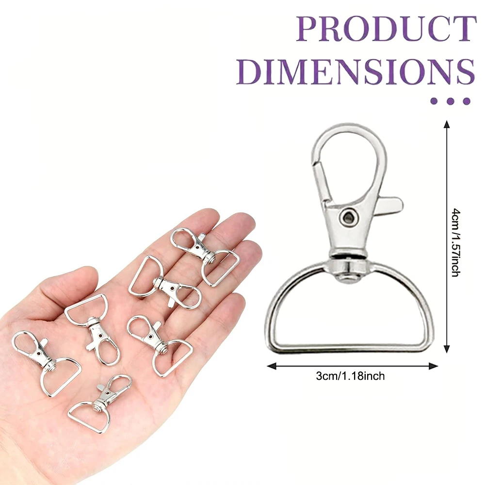 8/15/25/40Pcs Swivel Snap Hooks 30mm D-Ring Key Chain Clips Lanyard Clasps for Keychain Making Wallet Hardware DIY Crafts Gift