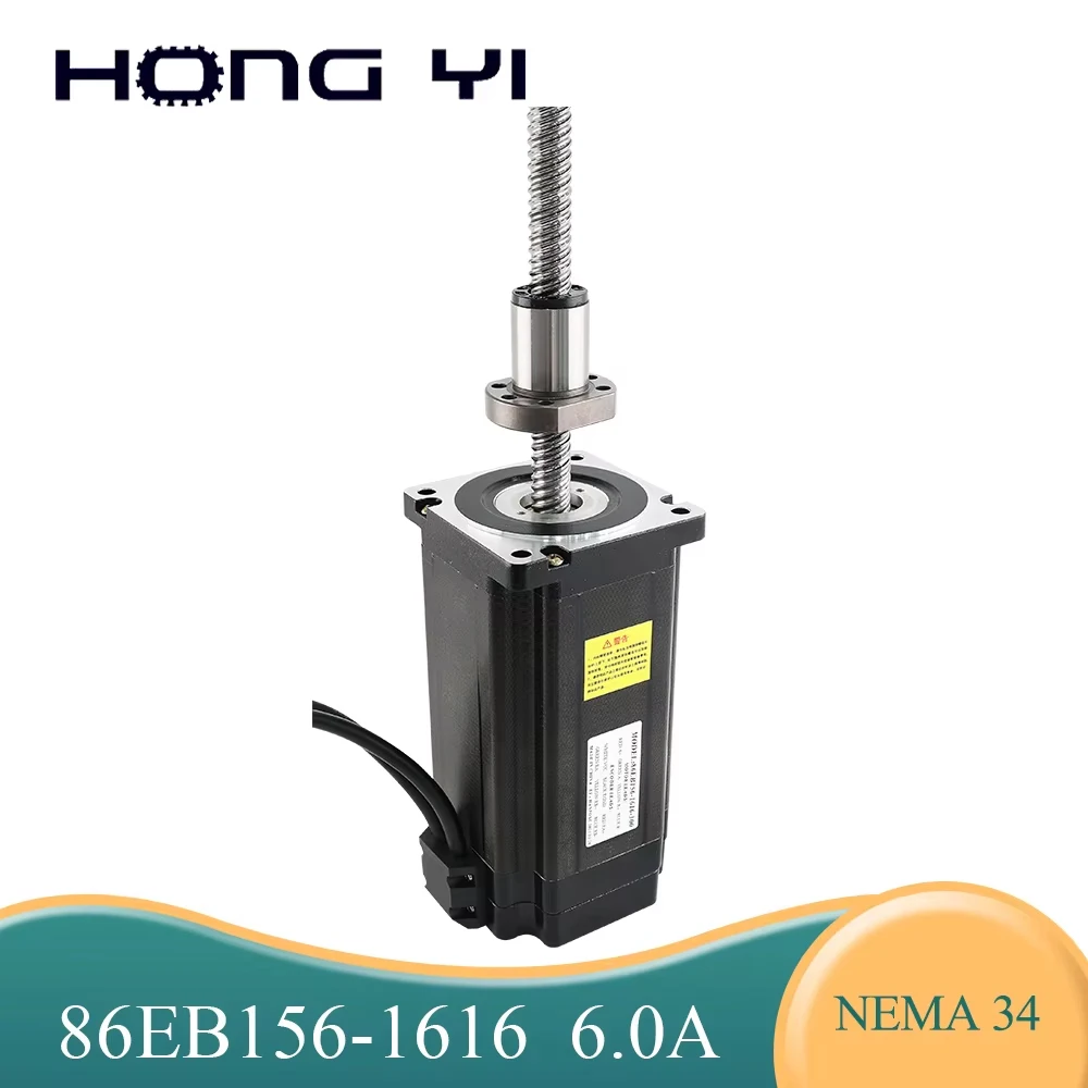 Motor Nema34 com Torque de 12N.M 6A 86EB156-1616, Motor de Passo com Fuso de Esferas de Circuito Fechado 100 200 300MM 86 para Máquina CNC, 1 Peça
