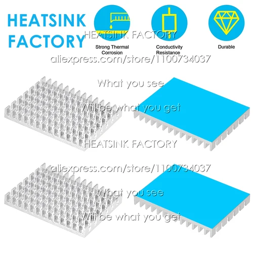 Imagen 2 del producto Disipador de calor de aluminio, Enfriador de refrigeración de 30x40x5mm, plateado/Negro/azul, con almohadilla térmica de doble cara aplicado, radiador de disipación de calor