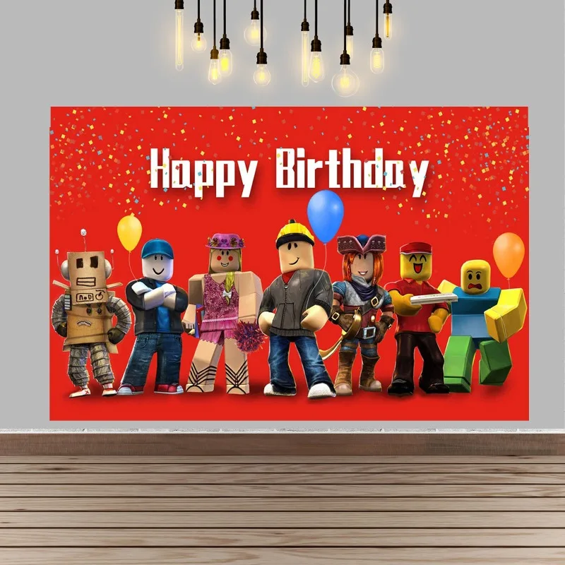 Hot ROBLOX jeu dessin animé thème photographie fond tissu garçons et filles fête d'anniversaire bannière fournitures