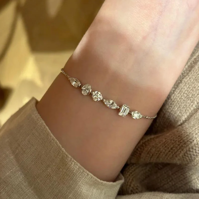 Fashion and Luxurious Irregular Shaped Zircon Bracelet High Carbon Zircon Bracelets Jewelry for Women Birthday Gift KOFSAC