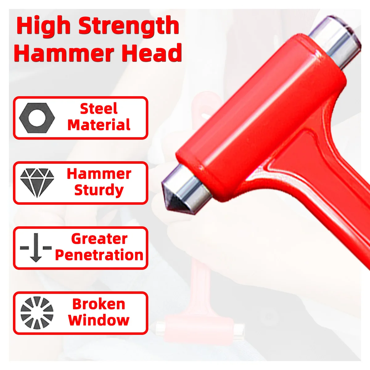 PINMOAP Car Safety Hammer Escape Hammer Car Window Breaking Artifact 3-In-1 Convenient Multi-Functional Fire Rescue Hammer view 2