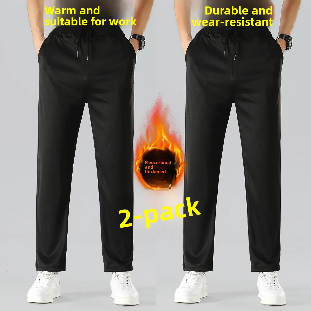 

Новые утепленные повседневные брюки на флисовой подкладке, прямого кроя, спортивные, свободные, больших размеров, износостойкие, грязеотталкивающие, для строительных работ, 2 пары