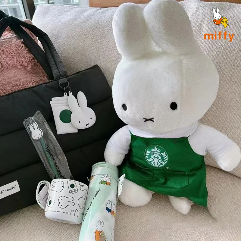50cm Miffy Plush Doll Creative Green Apron Fluffy Stuffed Toy