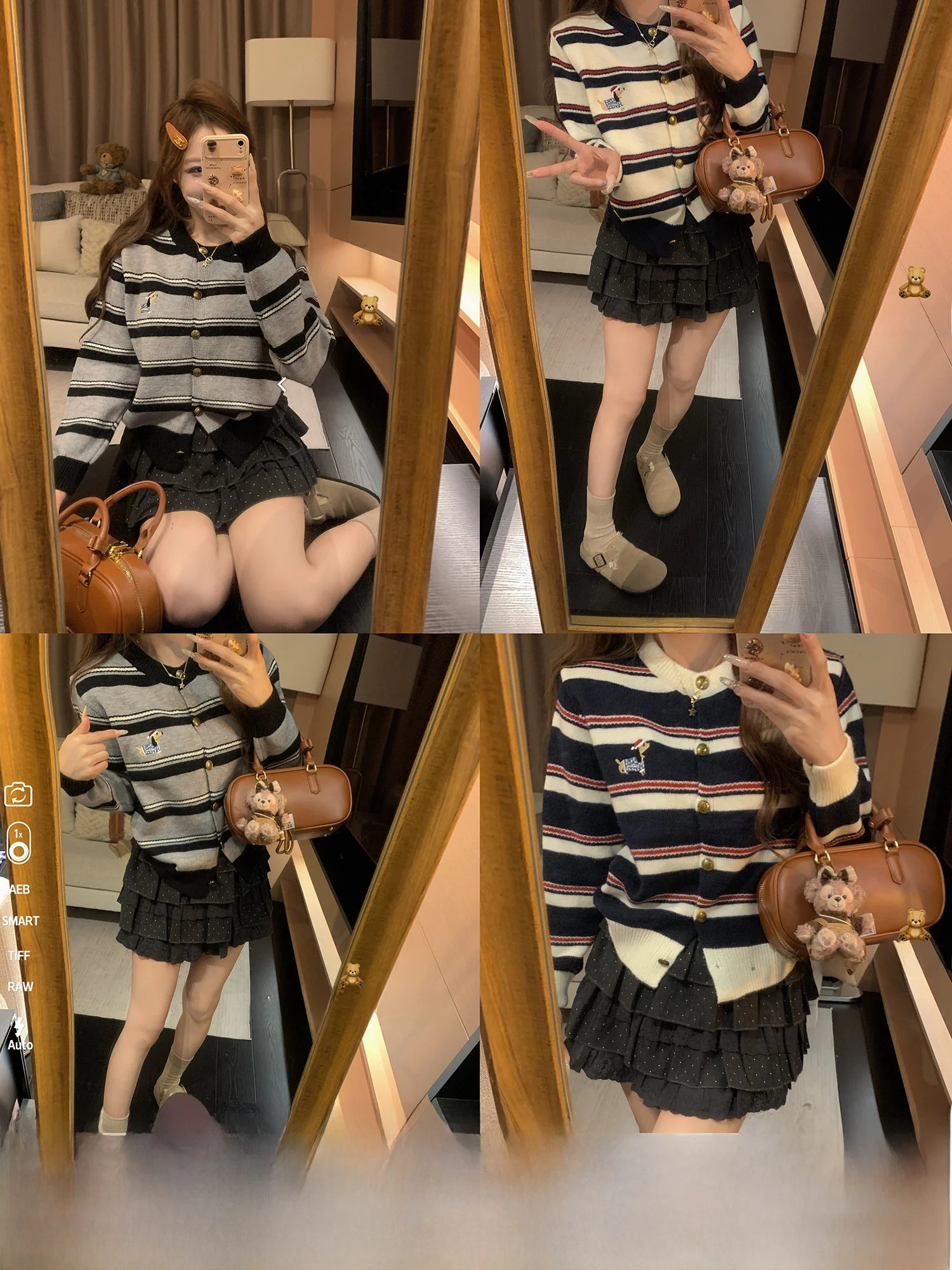 

Casual Sle Striped Knitted Sweater round Ne Embroidered Dog Loose Fit Women's Top Color Blo Casual Stripe Knitwear