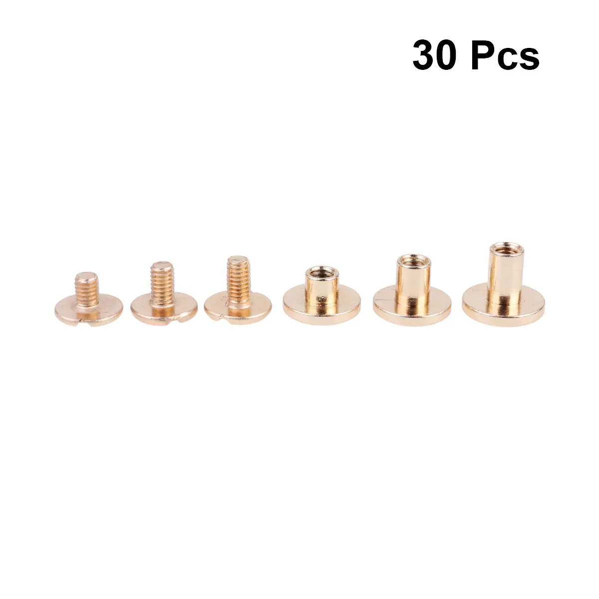 

30Pcs Copper Flat Head Stud Screws Golden 5mm 6.5mm 8mm Belt Harness Nail Rivets Notebook Craft Durable Fastener