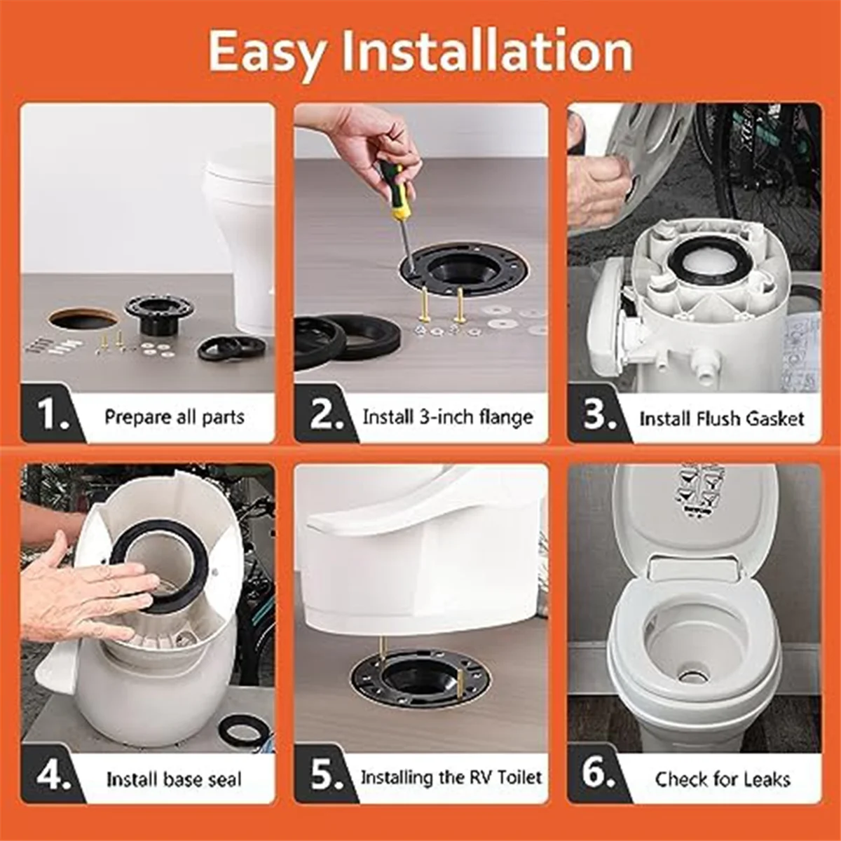 3-In-1 Combo RV Toilet Seal and Flange Kit - Perfect Fit for Residence Models