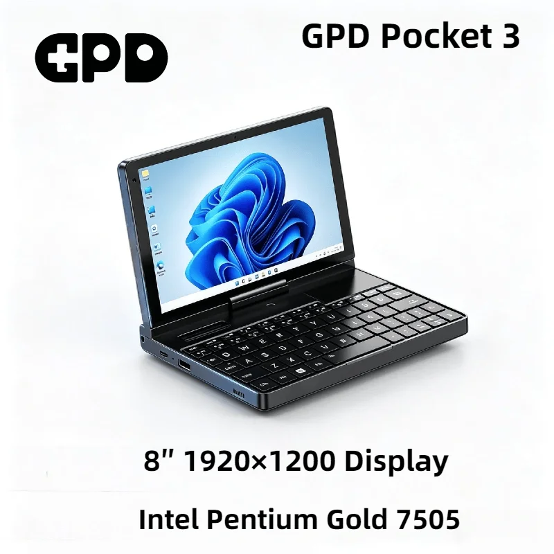 PC Portátil GPD Pocket 3 de 8 Pulgadas, Intel Pentium Gold 7505, 16 GB de RAM, 512 GB M.2 2280 SSD, 180 °   Fold for Business