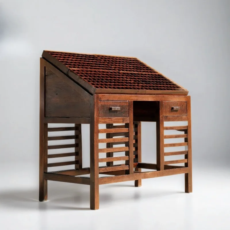 Ancient wood, red frame, solid wood, storage rack.