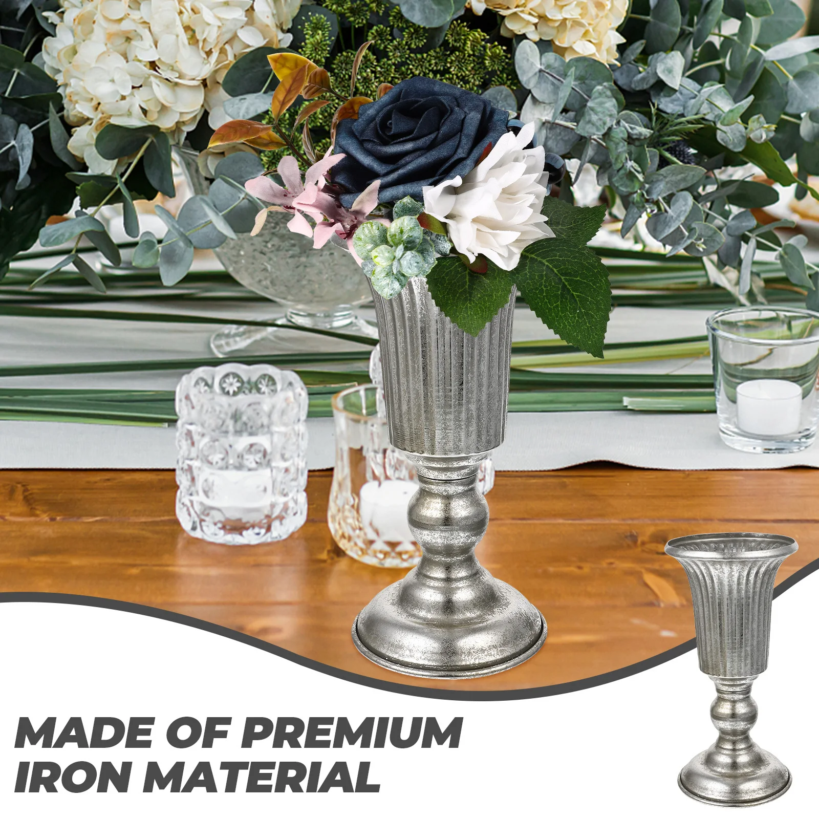 

Simple Metal Vase For Artificial Flowers Hydroponic Plants Decorative Vases Home Office Desk Vintage Rustic Iron Planter