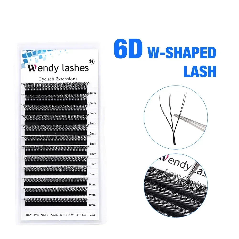 Wendy Two Tips 6D W Shape Lashes Extension Two Tip 3D Premade Volume Fan High Quality Fake Eyelashes Supplies Natural Look Lash