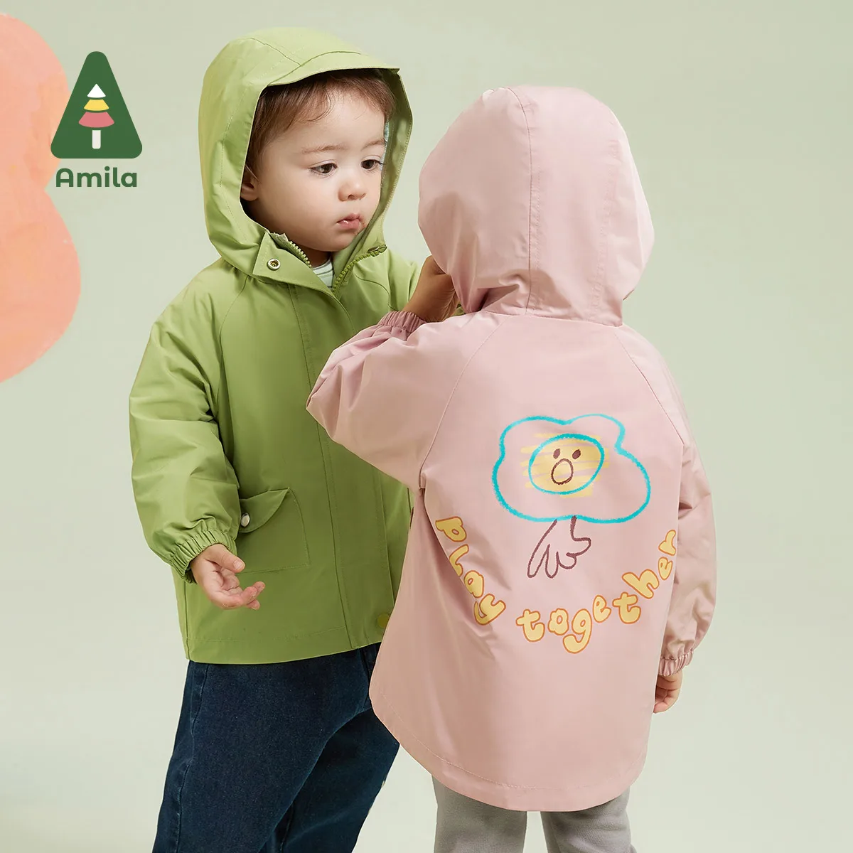 Amila Baby Jacket 2023 Autumn New Fashion Simplicity Casual Hooded Outwear Infant Toddler Girls Boys Cute Brand Children Clothes