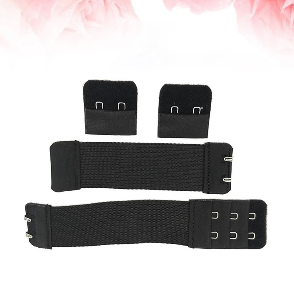 

4 PCS Women's Bras Stretchy Strap Extension Buckle Clothing Accessories Underwear Extenders Black Miss