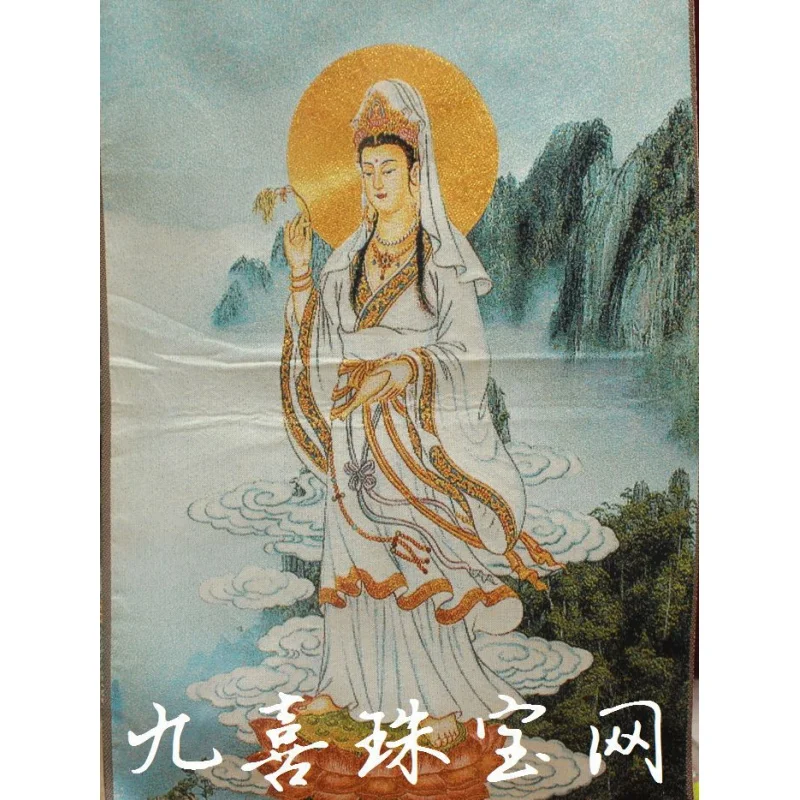 Wholesale Guanyin Bodhisattva/Buddha Statue Middle Hall Painting Silk Embroidered Painting Home Decorations Hanging Painting Chi