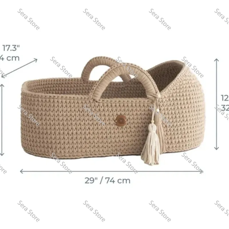 Rattan Moses Basket, Hooded Moses Basket, Crib, SPN Cradle Crochet