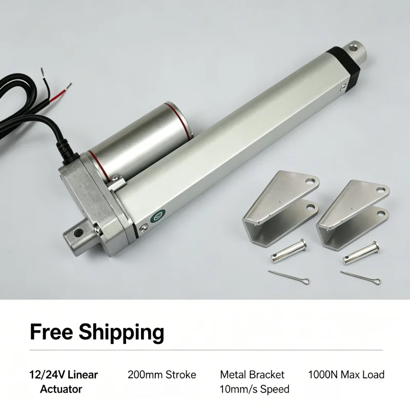 

Free 8“/ 200mm Stroke With Unit Metal Bracket 12V Linear Actuator 10mm/s Speed And 1000N Max Load Capacity Linear Actuator