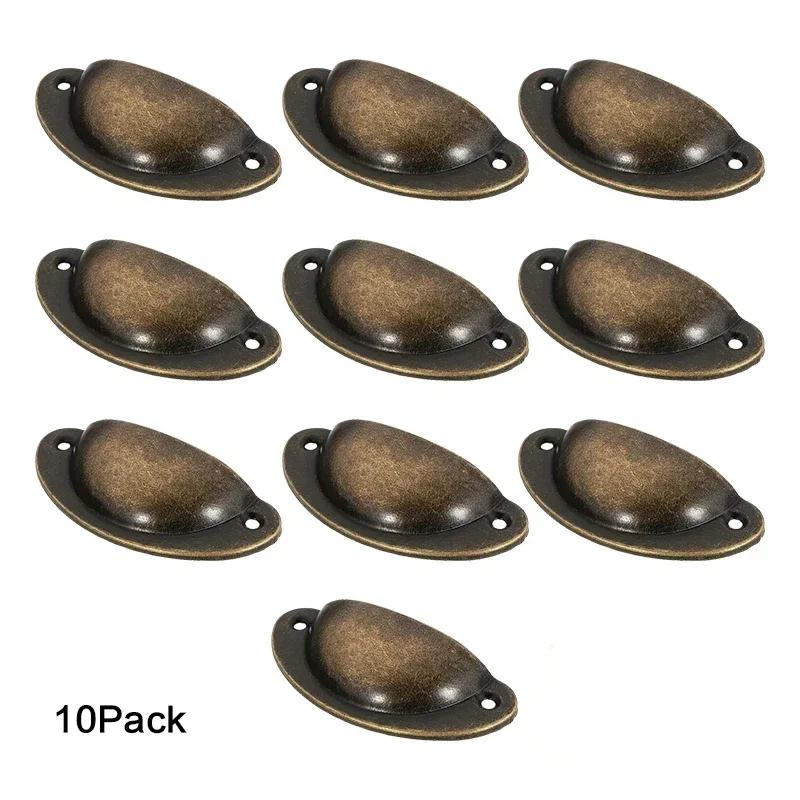10 pcs, Rustic Chic Antique Style Recessed Metal Pull Handles - Ergonomic Grip, Easy Installation, Painted Finish