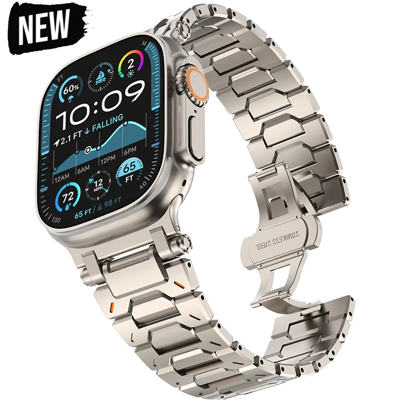 

Роскошный металлический ремешок для Apple Watch Ultra 2 49 мм серии 10, 46 мм, 45 мм, 44 мм, 42 мм, браслет из нержавеющей стали для Iwatch 9 8 7 6 SE5 4 3