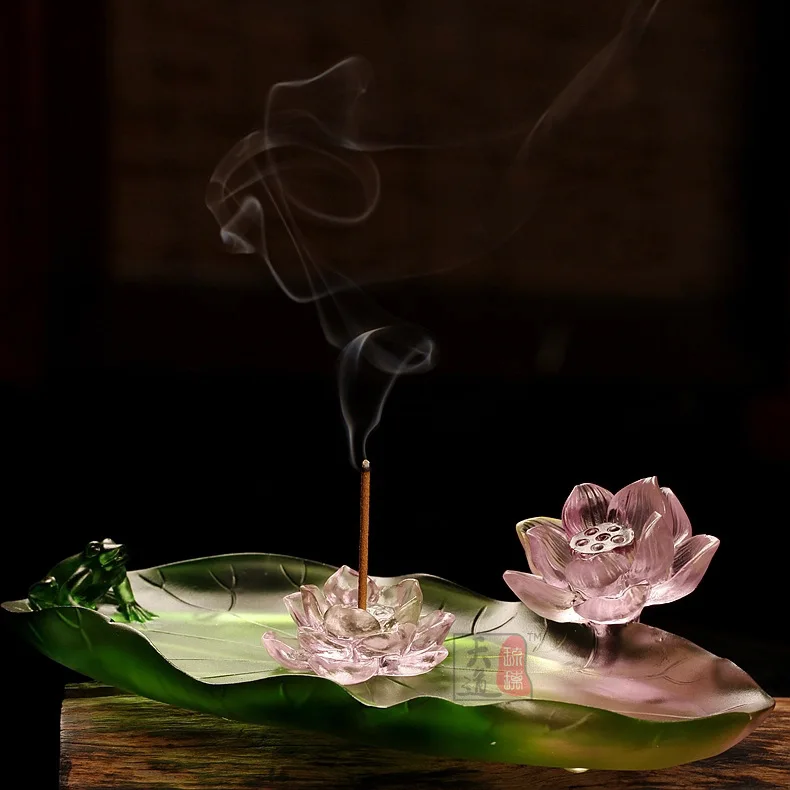 Glazed lotus leaf lotus incense insert for home indoor agarwood stove incense insert creative offering to Buddha