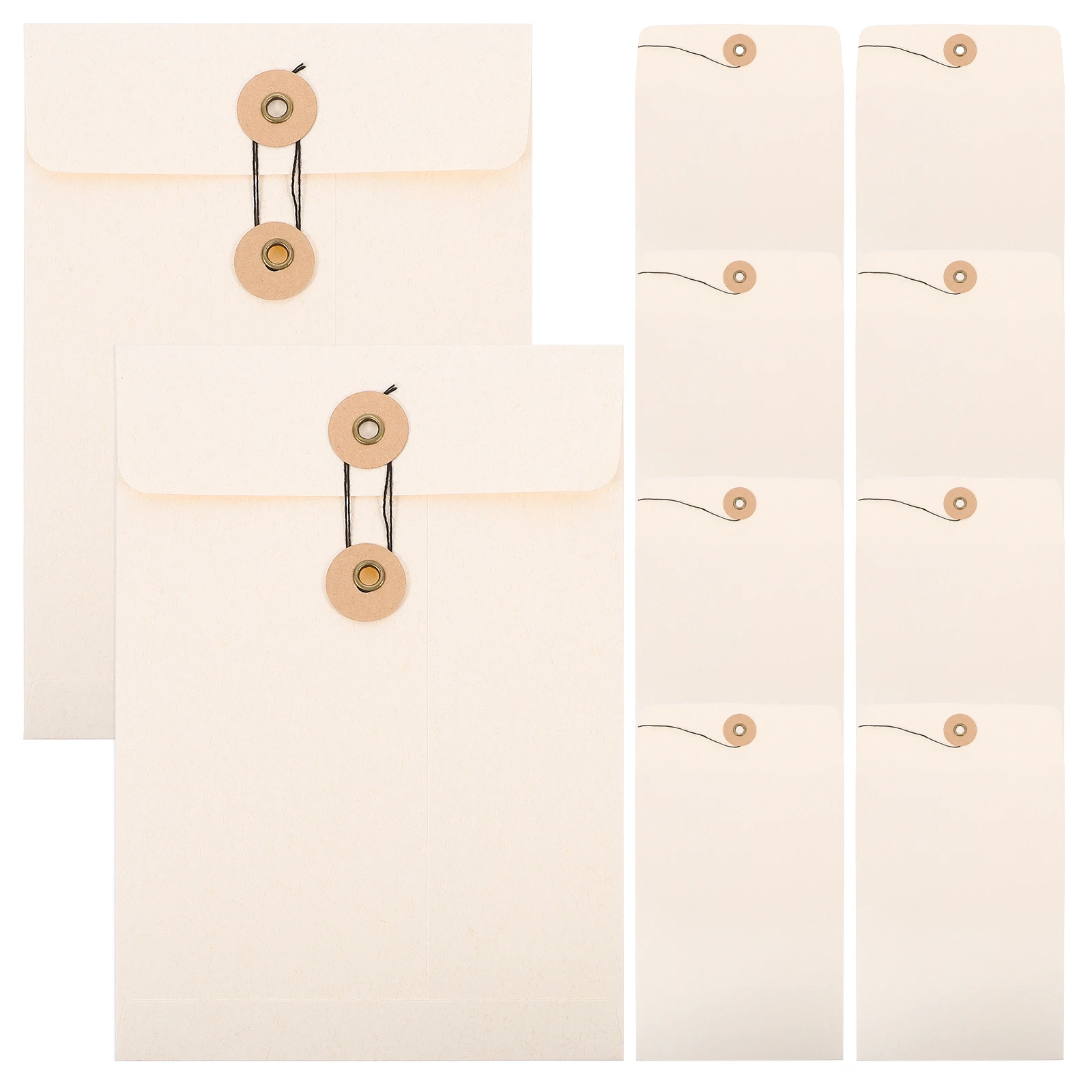 

10pcs Thick Document Pouches Folder Organizer Large Storage Bags String Button Design Office File Holders Paper Organizer