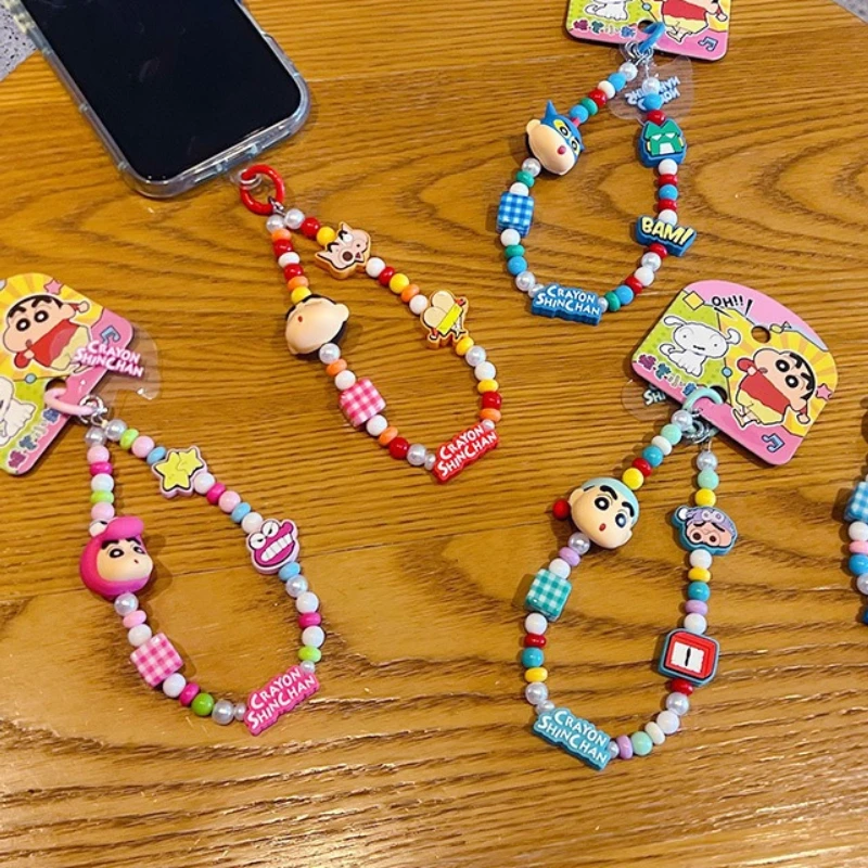 

New Kawaii Shinchan Series Beaded Phone Strap Cute Cartoon Character Creative Personality Fashion Exquisite Pendant
