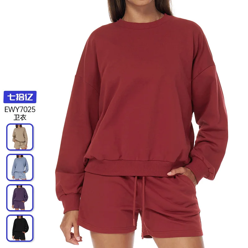 

New autumn and winter sports hoodie, loose and casual round-neck long-sleeved top, fashionable and versatile coat for women