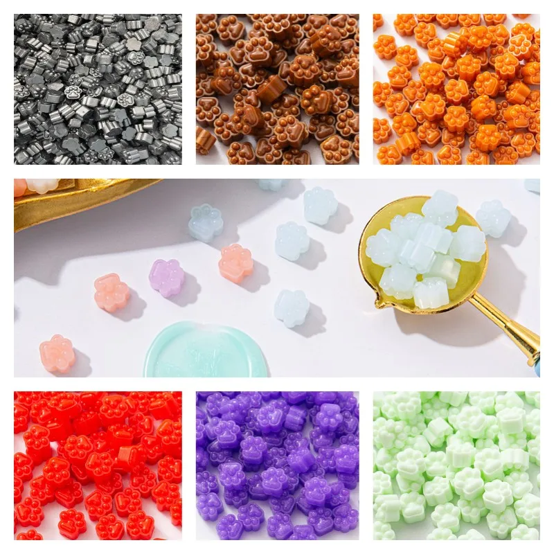 1000g Pearlescent Metallic Color Sealing Wax Grains Creative Cat Paw Wax Material DIY Hand Account Envelope Stationery Craft