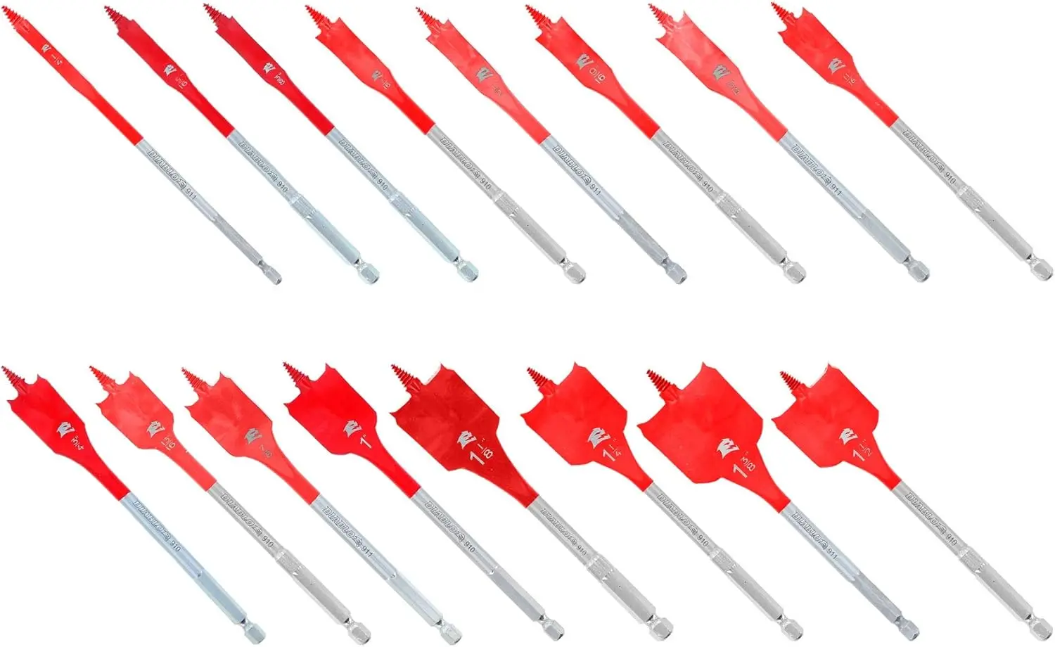 

Spade Bit Set for Wood- Speed-TIP Self-Feeding Fast Drilling,1/4"Hex Shank,Impact Strong,1/4"-1-1/2"Sizes,16-Piece Set with Case