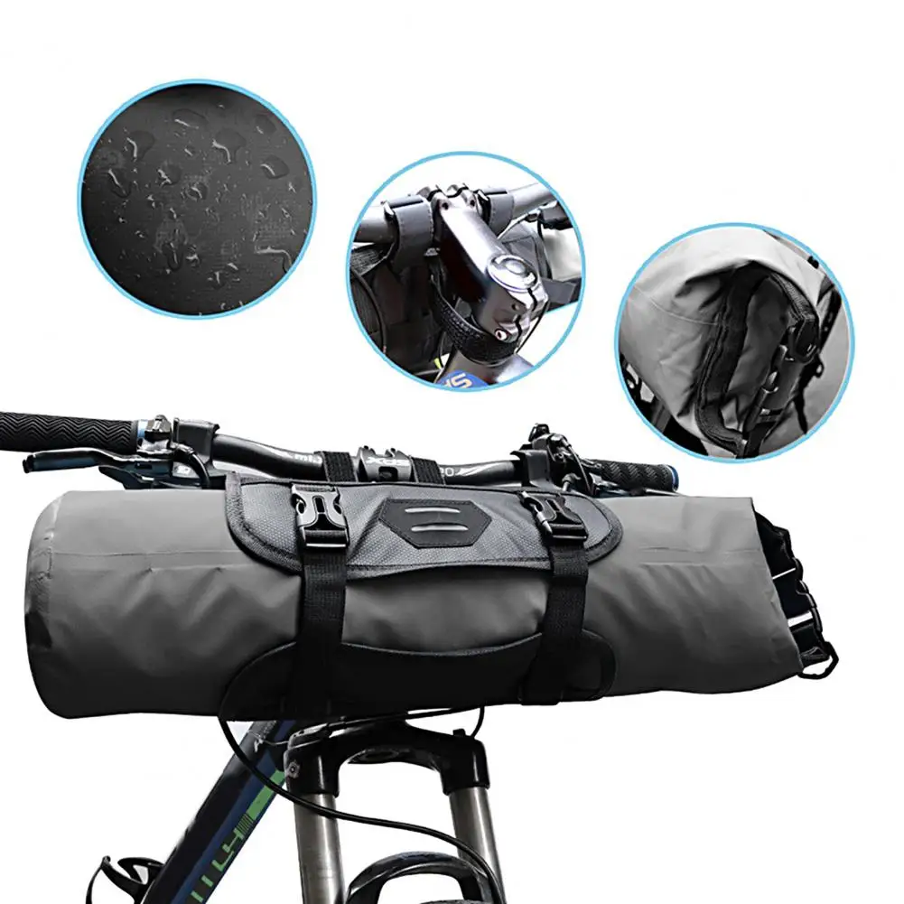 3-7L Handlebar Bag Waterproof Large Capacity Fastener Tape Adjustable Size Folding Wear Resistant Front Frame Bag