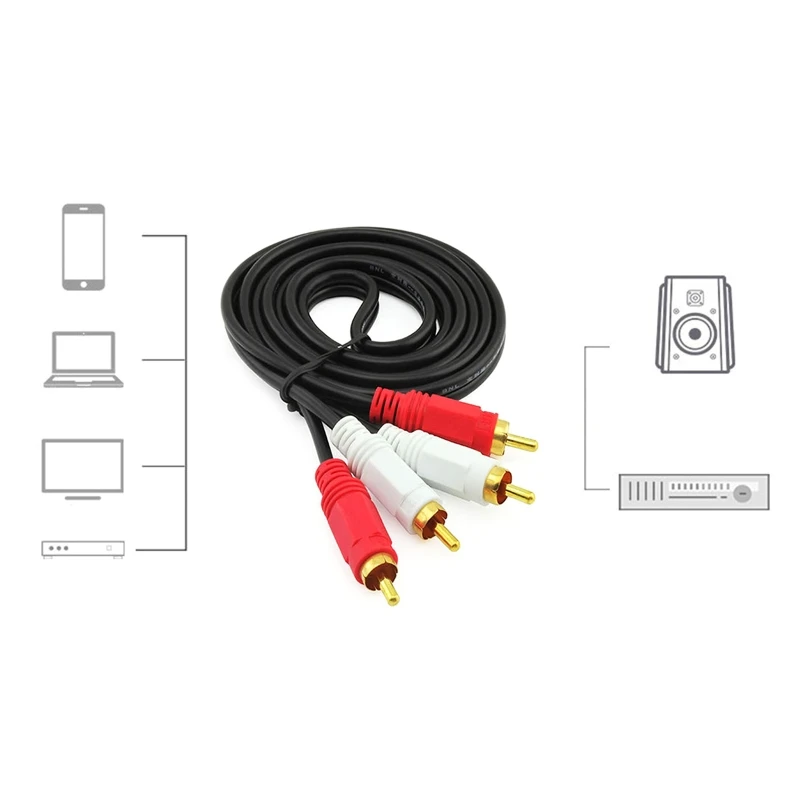 2RCA Male to 2 RCA Male Video Cable RCA Splitter Cable for DVD Sound TV Box Louder Amplifier 1.5M/3M/5M