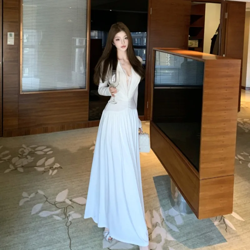 Sexy minceur v-ne longue Sve Dr automne hiver nouveau Sle coréen taille haute a-ligne jupe pour les femmes Ci déplacement