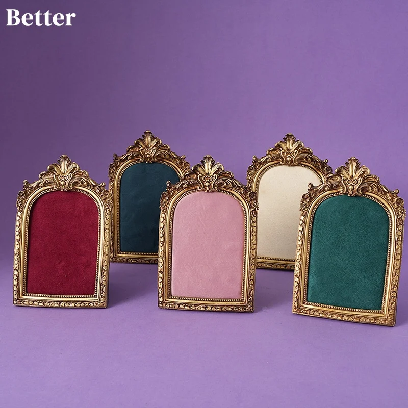 Retro Resin Jewelry Display Stand with Velvet Lining - Luxury Frame Necklace Holder & Jewelry Tray for Showcase & Decoration