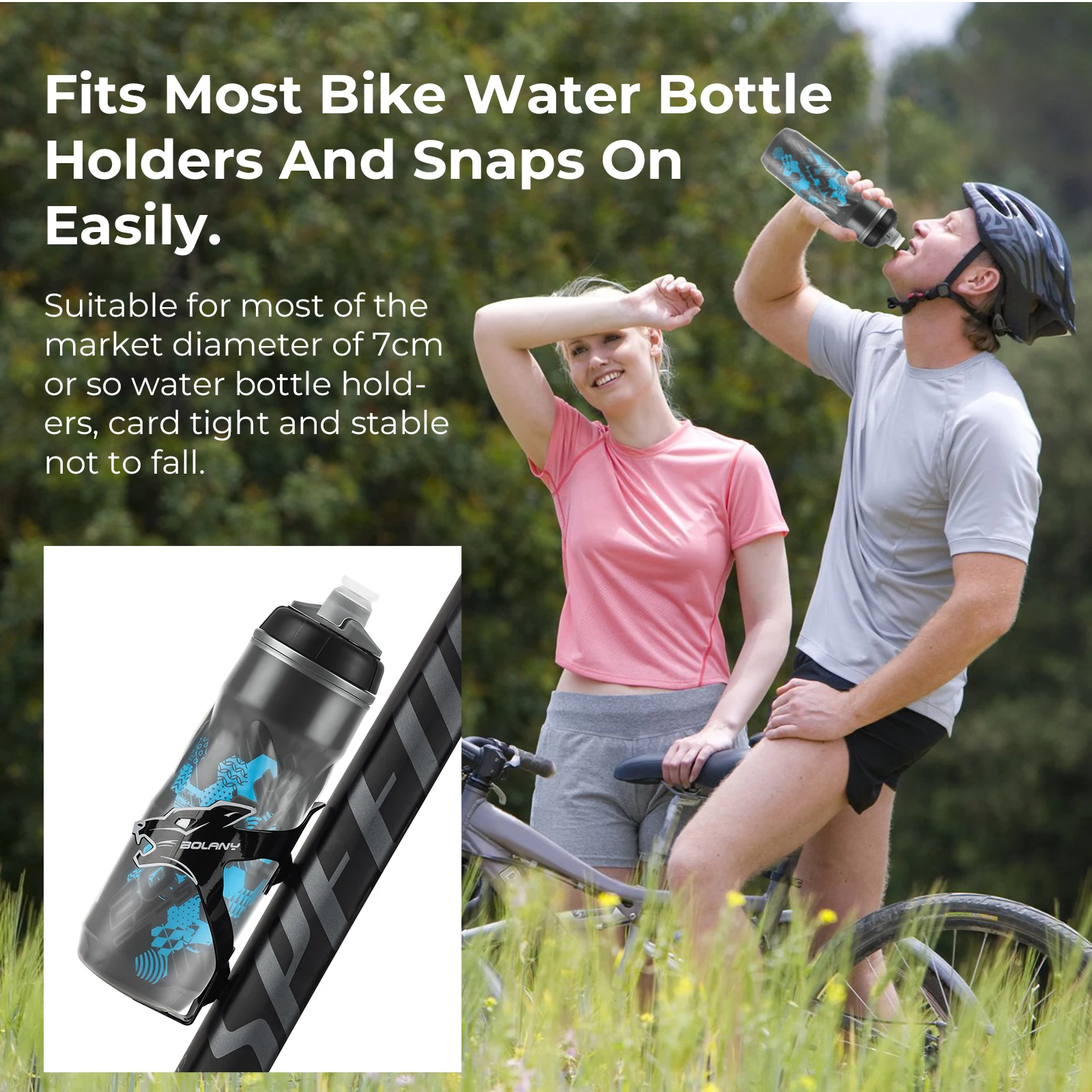 BOLANY Fahrrad 600 ml Wasserflasche Squeeze Out Wasser PP5 Doppelschicht Wärme- und Eisgeschützt GYM Fitness Outdoor-Sportbecher 1 STÜCK