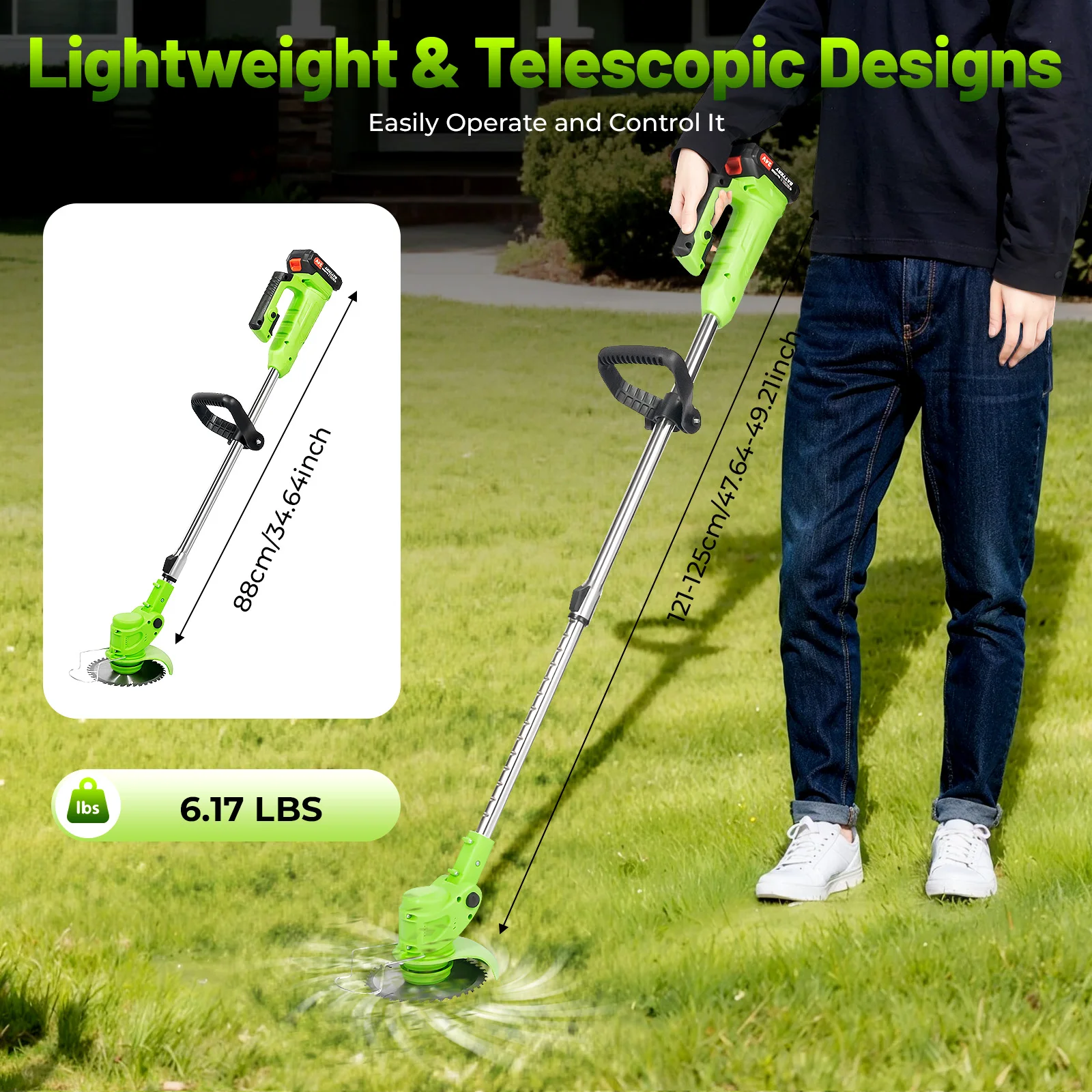 

Cordless Lawn Mower Cordless Grass Trimmer Electric Grass Trimmer Lawn Mower U-shaped Handle Battery Powered