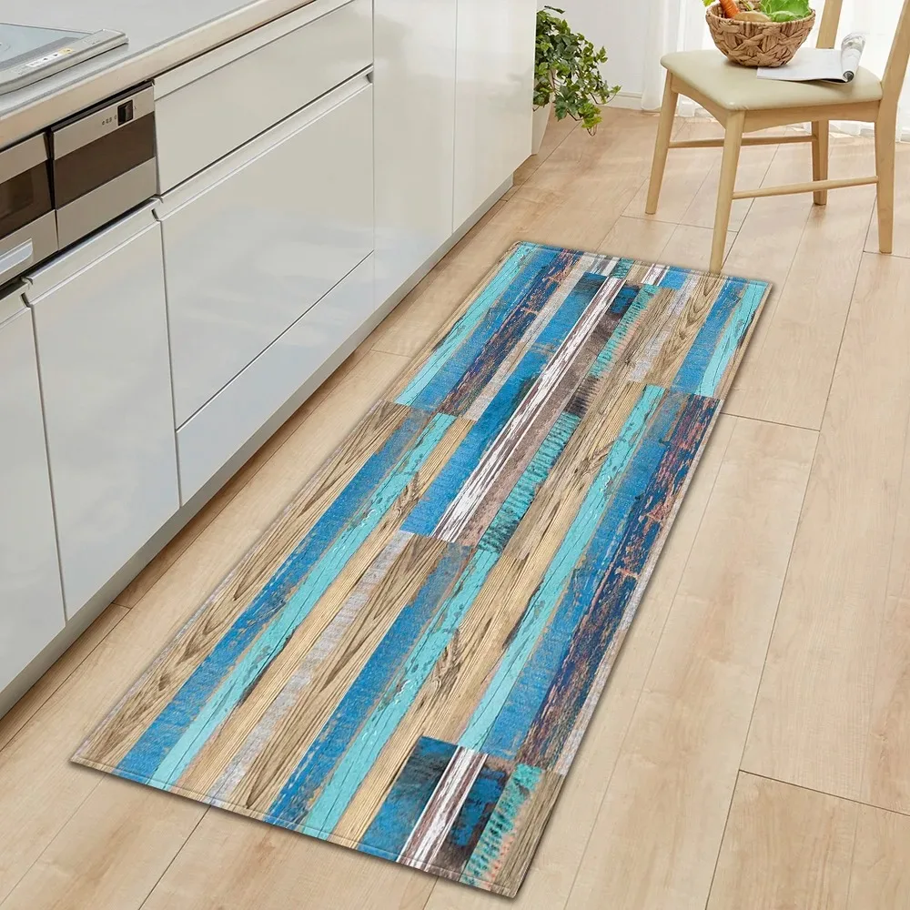 Colorful Wood Pattern Home Kitchen Floor Mats Door Front Decoration Floor Mats