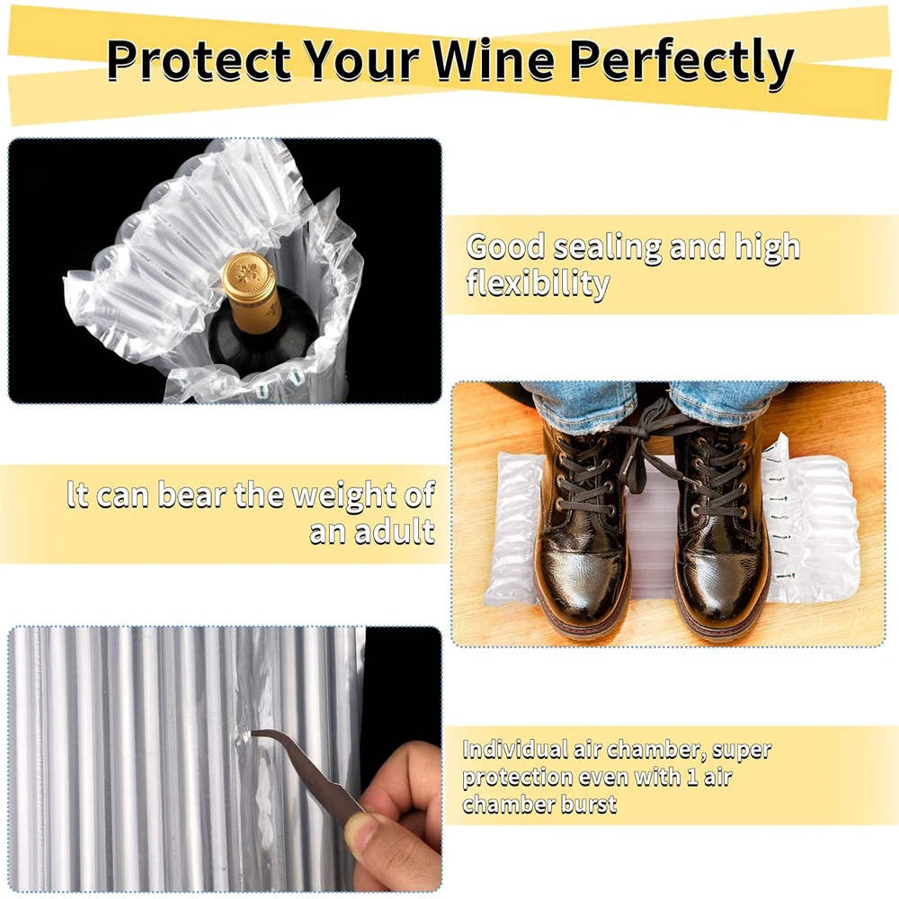 Wine Bottle Travel Protector Bags Inflatable Wine Bags for Travel with Reusable Pump, Inflatable Air Column Wine Bottle Bags