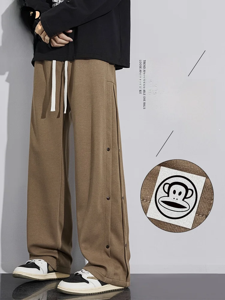 

Мужские спортивные брюки Paul Frank в американском уличном стиле, весна-осень, новые, с имитацией пуговиц, повседневные, дышащие, из хлопка