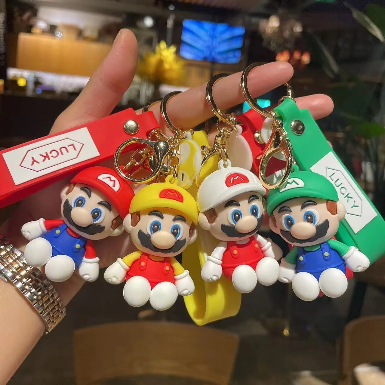 10styles Super Mario Keychain Mario Bros Luigi Toad Yoshi Bowser Action Figure Model Pvc Cartoon Bag Doll Pendant Toys Gift