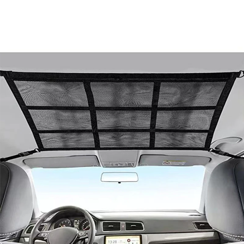 Car Roof Bag Interior Cargo Net Breathable Mesh Bag Auto Stowing Tidying Interior Accessories Car Ceiling Storage Net Pocket