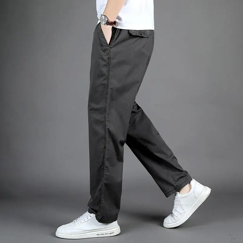 

Loose Multikets Men's Casual Pants 2020 Faion Urban Sle mid Waist Straight Tube Pants for All Seasons Color