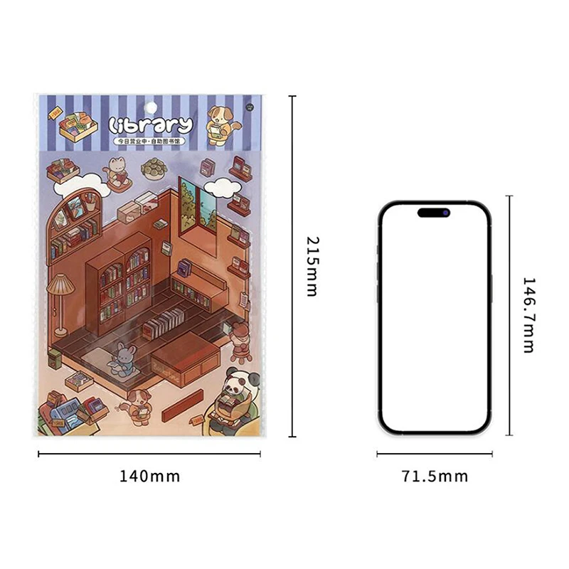 1 Sheet 3D Landscape Hut Handbag Decals PET Sticker Cute Cartoon Pocket DIY Scene Landscaping Decoration Sticker