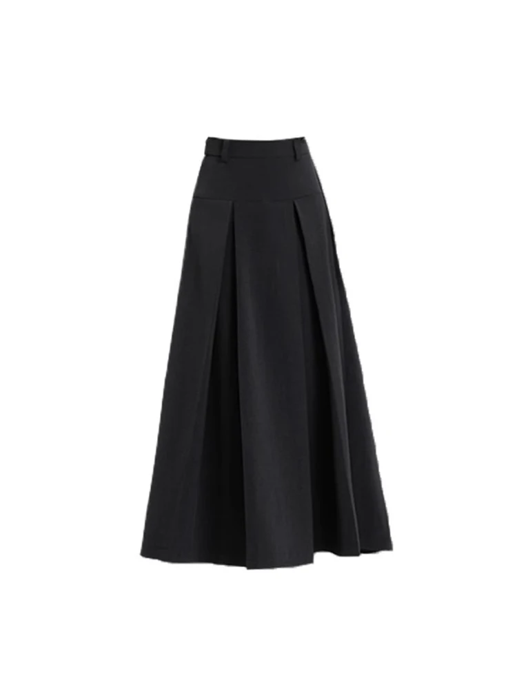 Women Black Goth A-line Skirt Vintage Y2k Oversize Long Skirts Harajuku Aesthetic Elegant Korean Emo Skirt 2000s Clothes Summer
