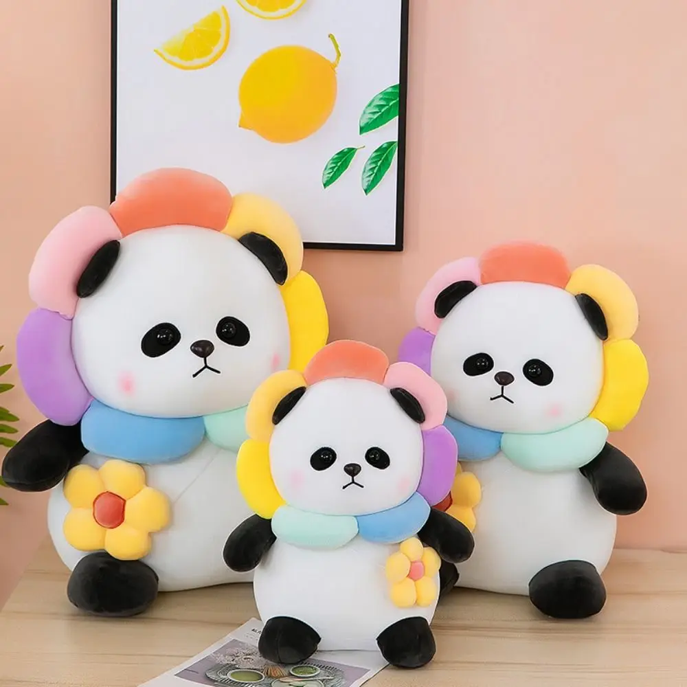 Appearance Plush Sunflower Panda Doll PP Cotton Animal Filled Doll Flower Plush Panda Cartoon 25cm/35cm