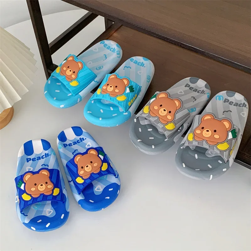Kids Rubber Slippers Kids Slippers Children Girls Boys Summer Cartoon Indoor Home Anti-Slip Soft Sole Sandal Outdoor Flip-Flops