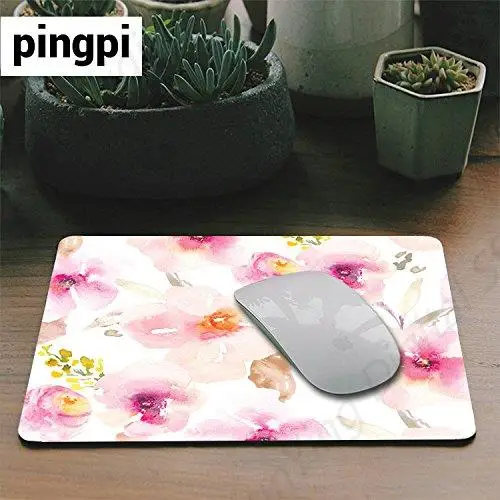 Aquarela moderna rosa e roxo padrão de flor antiderrapante mouse pad adequado para jogos escritório laptops gaming mouse pad