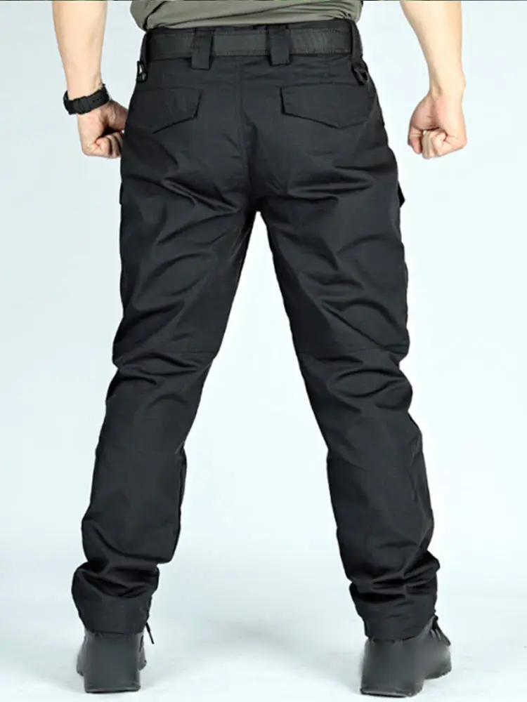 Spring and Summer Multi Pocket Waterproof Tactical Cargo Pants Men's Outdoor Ventilation Checkered Wear-resistant Work Trousers