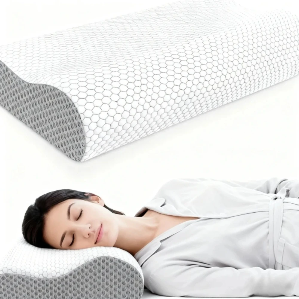 1 unidade de travesseiro de espuma viscoelástica de recuperação lenta para pescoço, travesseiro de memória para relaxamento e sono confortável, presente de Natal e Ação de Graças
